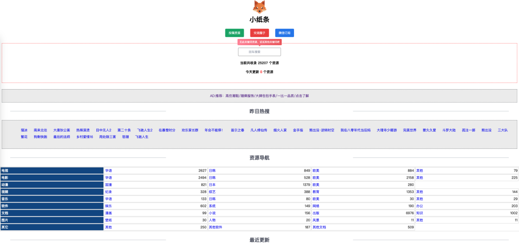 一个单页面资源站，每月70万访问量