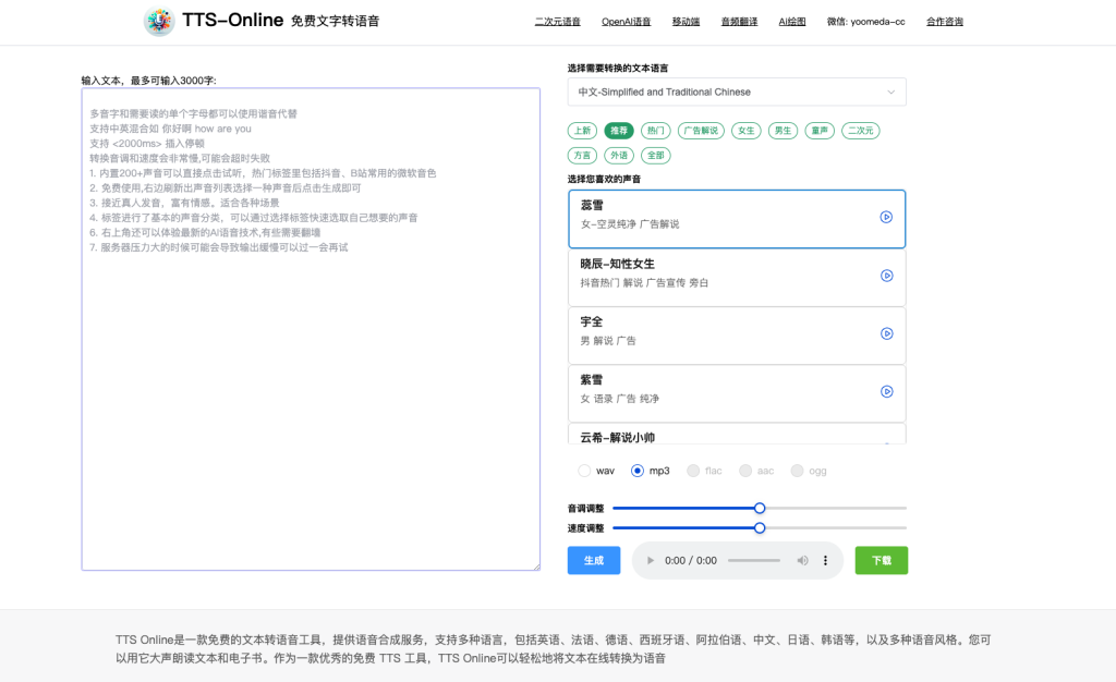 这个在线文本转语音工具网站，每月14.87万访问量