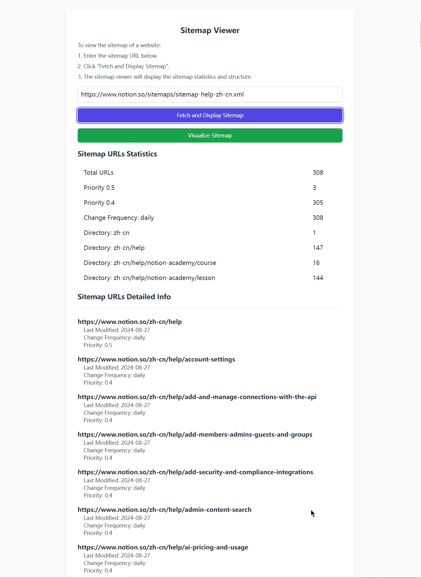 03 sitemap-top-fatch and display sitemap statistics data and detailed info