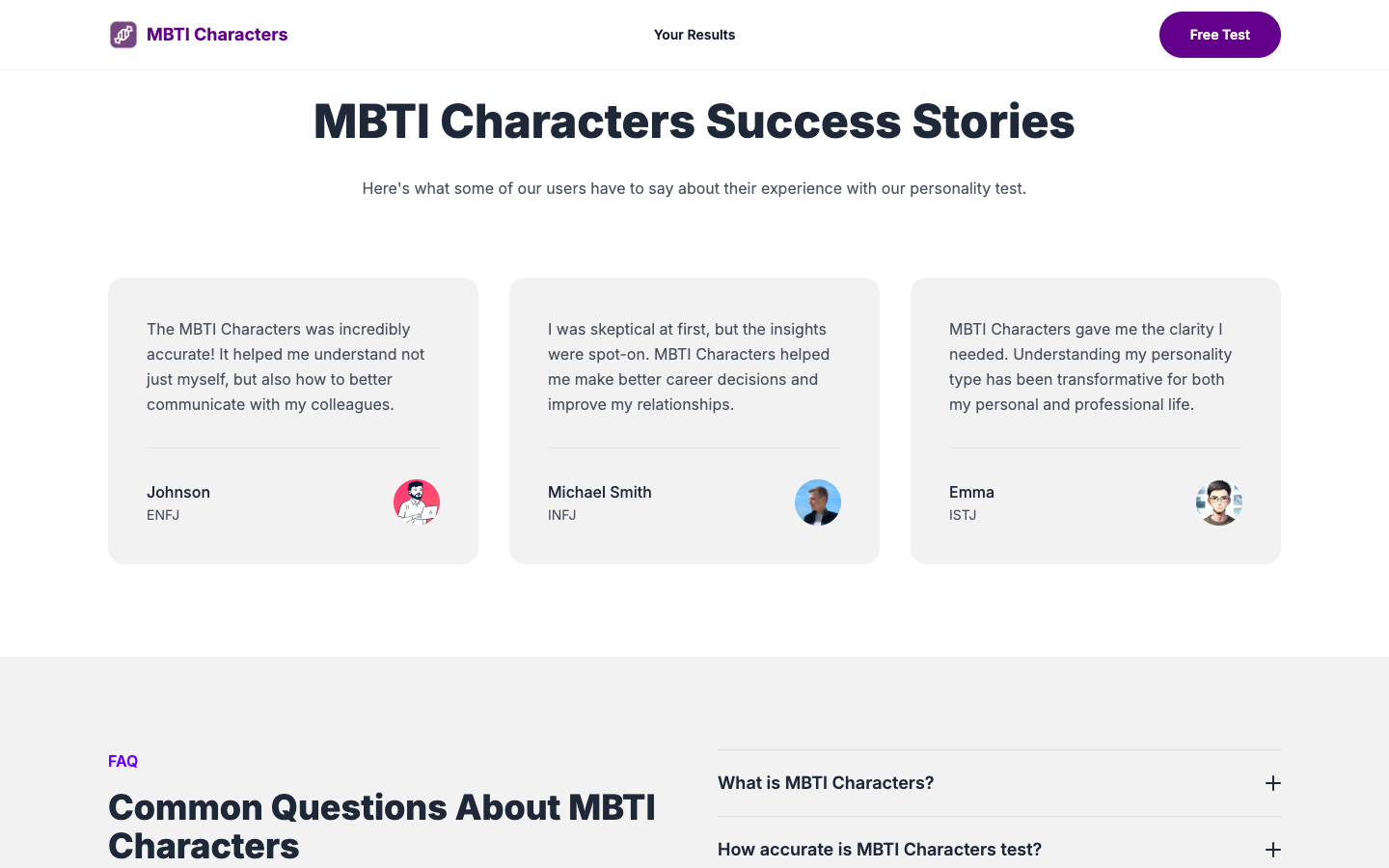 MBTI Characters - MBTI 人格测试